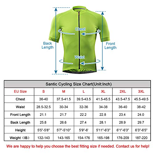 Santic Maillot Ciclista Hombre Top Ciclismo Bicicleta Bici Transpirable Secado Rápido Reflectante Jersey Ciclista Yorkson Verde EU M