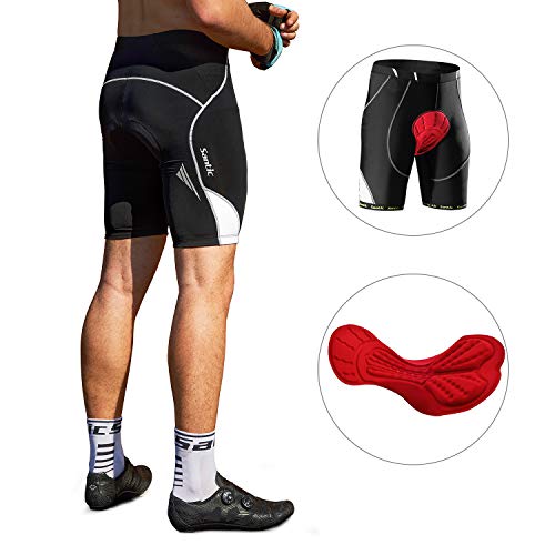 Santic Pantalon Ciclismo Hombre Corto Pantalones Bicicleta Hombre Montaña/MTB Acolchado con Badana/Almohadilla Gris EU S