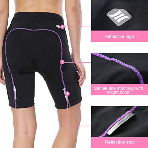 Santic Pantalon Ciclismo Mujer Corto Pantalones Bicicleta Mujer Montaña/MTB para Verano con la Badana/Almohadilla Violado EU L