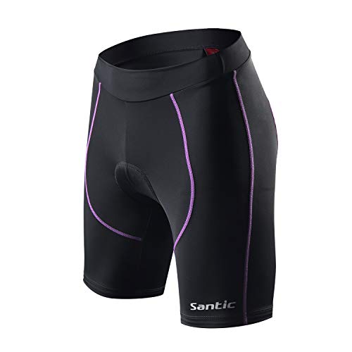 Santic Pantalon Ciclismo Mujer Corto Pantalones Bicicleta Mujer Montaña/MTB para Verano con la Badana/Almohadilla Violado EU L