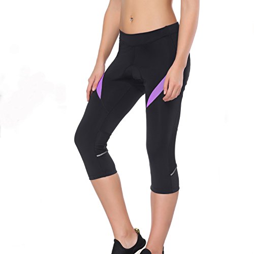 Santic Pantalones Cortos Ciclismo Mujer con Badana 3/4 Pantalon Bicicleta Mujer con Badana/Protecciones Violado EU L