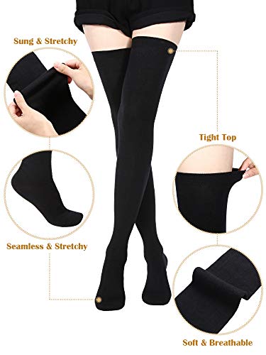 SATINIOR Calcetines Altos de Muslo Medias Extra Largas Medias de Botas Largas para Chicas Mujeres (Negro, 3)