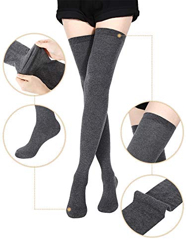 SATINIOR Calcetines Altos de Muslo Medias Extra Largas Medias de Botas Largas para Chicas Mujeres (Negro, Gris Oscuro, Rojo Vino, 3)