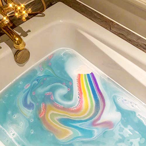 SCENTORINI 10 Bombas de Sal de Baño Naturales Orgánicas, Bomba de Nubes de Arco Iris Hecha a Mano, Aceites Esenciales, Spa Burbujeante para Set de Regalo para Niños