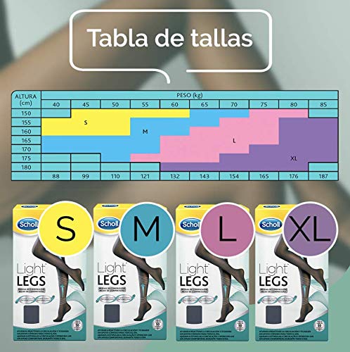 Scholl Medias de Compresión Ligera Mujer Light Legs 20DEN, Color Negro, XL