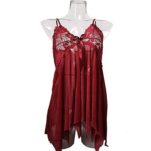 SEDEX Lencería Mujer Erótica Ropa Interior Camisón Babydoll Halter Cordón Transparente Lencería de Encaje Tentación