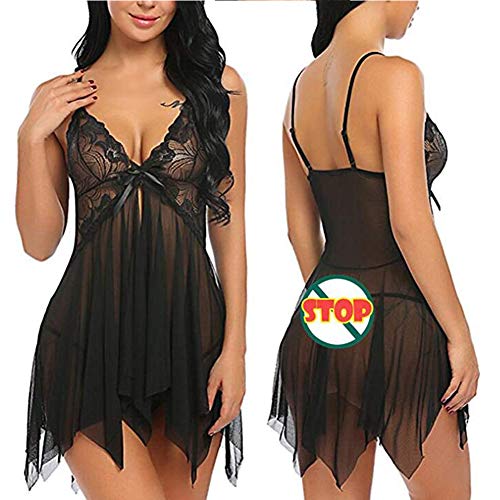 SEDEX Lencería Mujer Erótica Ropa Interior Camisón Babydoll Halter Cordón Transparente Lencería de Encaje Tentación