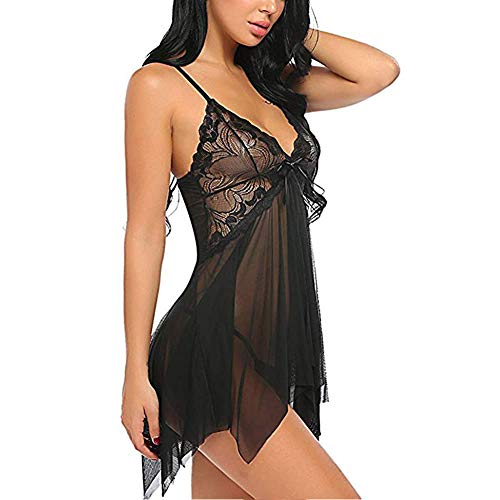 SEDEX Lencería Mujer Erótica Ropa Interior Camisón Babydoll Halter Cordón Transparente Lencería de Encaje Tentación