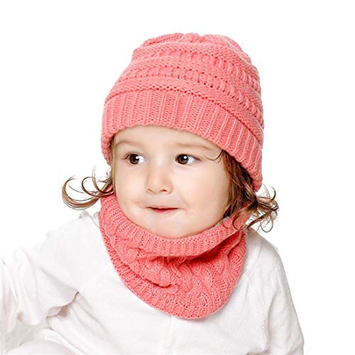 Set de Bufanda y de Gorro para Bebé Niña Niño Invierno Cálido Sombrero y Beanie Bufanda de Punto Pañuelos para el Cuello Unisex para Infantile 0-3 años