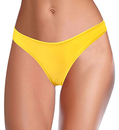 SHEKINI Mujer Bikini Braguita Brasileña Ropa Interior Parte Inferior Bragas Hipster(M,Amarillo C)