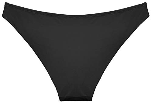 SHEKINI Mujer Bikini Swim Pantalones Beach Pantalones De Nado para Mujer Bañador de Cintura Baja de Color Liso（L, Negro 1）