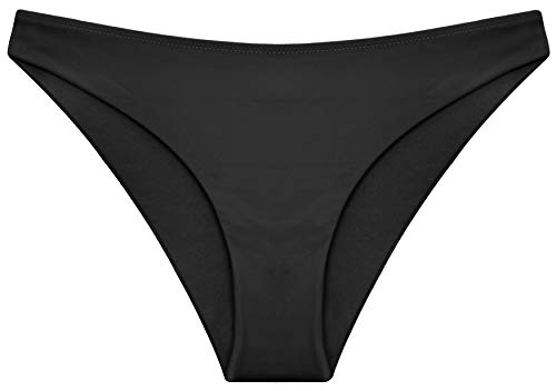 SHEKINI Mujer Bikini Swim Pantalones Beach Pantalones De Nado para Mujer Bañador de Cintura Baja de Color Liso（L, Negro 1）