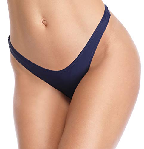 SHEKINI Mujer Bikini Tanga V Braguitas Traje de Baño Playa Ropa Interior Pantalones de Natación (Medium, Azul Oscuro)