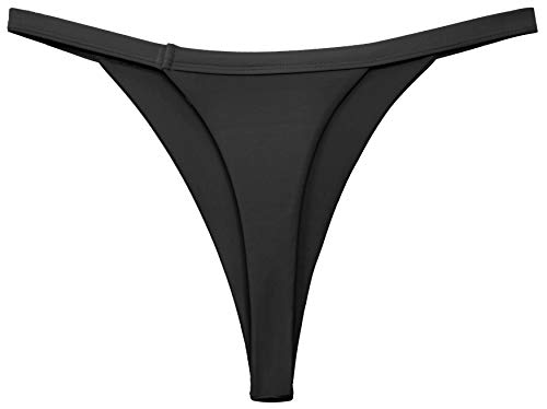 SHEKINI Mujer Fondos de Bikini Sexy Tangas Bañador de Color Liso Bañador de Mujer Pantalones de Playa (Negro G, L)