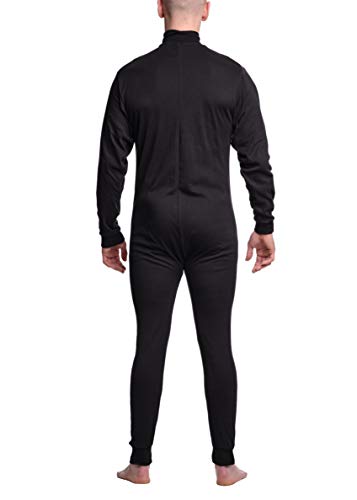 Sherwood - Ropa Interior térmica de una Pieza para Hombre, con Cremallera, Ropa Interior de Manga Larga, para Llevar Debajo Cuando Hace frío, Chándal, Negro, Hombre, Talla L, 8400