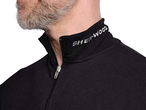 Sherwood - Ropa Interior térmica de una Pieza para Hombre, con Cremallera, Ropa Interior de Manga Larga, para Llevar Debajo Cuando Hace frío, Chándal, Negro, Hombre, Talla L, 8400