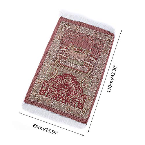 Sheuiossry Alfombra de oración musulmana con motivo de mezquita roja, alfombra islámica, ideal como regalo para hombres y mujeres musulmanes