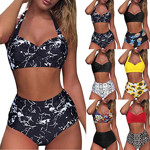 SHOBDW Bikinis Mujer 2021 Push up Bikini de Tres Puntos con Estampado de Cebra y Tira Mujeres Conjunto de Traje de BañO Brasileños Bañador Ropa de Dos Piezas vikinis(Blanco,XL)