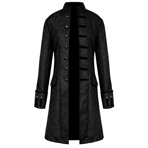 SHOBDW Hombres Cardigans Talla Grande Invierno Cálido Sólido Stand Collar Vintage Tailcoat Chaqueta Rompevientos Abrigo Outwear Botones Retro Abrigos Largos Trajes y Blazers(B-Negro,XL)