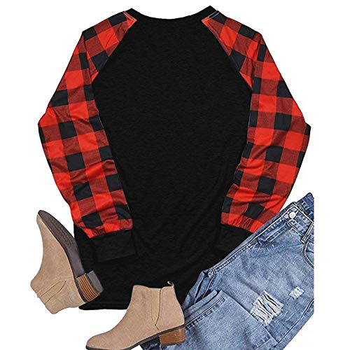 SHOBDW LiquidacióN De Ventas Camisas De Franela De Cuadros De TartáN para Mujeres Roll Up Manga Casual OtoñO Invierno Tops De Manga Larga Blusa De Botones(Rosa,S)