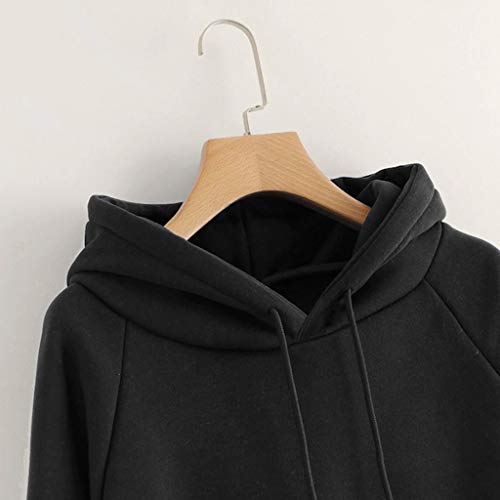 SHOBDW Liquidación Venta Moda para Mujer Sudadera con Capucha Pullover Blusa con Bolsillo Sólido Flojo 2019 Otoño Invierno Manga Larga para Mujer Tops (S, Negro)