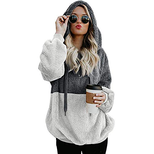 SHOBDW Liquidación Venta Mujer Sudadera con Capucha Suelta Tallas Grandes Jersey de Mujer Jersey otoño Invierno Manga Larga Remata Abrigo cálido (M, S-Gris)