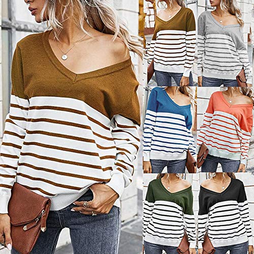 SHOBDW Separación Mujer Camiseta Manga Larga Labor de Retazos Blusa Tops otoño Invierno Ropa (L, Negro)