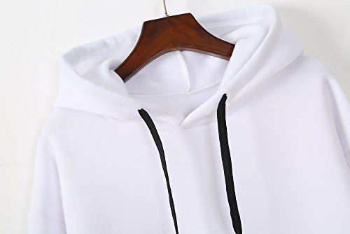 SHOBDW Sudadera Moda Mujer Suave Elegante Sexy Print Lindo o-Cuello Puro Otoño Invierno Sudadera con Capucha de Manga Larga(Blanco,M)