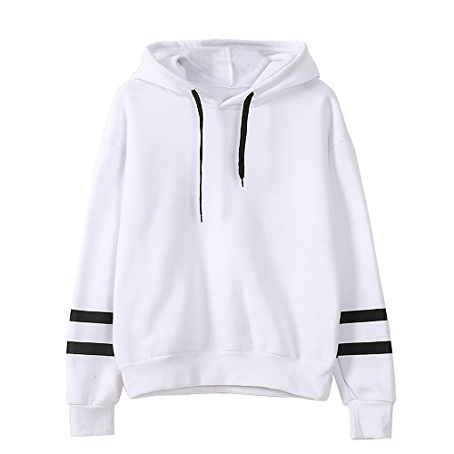 SHOBDW Sudadera Moda Mujer Suave Elegante Sexy Print Lindo o-Cuello Puro Otoño Invierno Sudadera con Capucha de Manga Larga(Blanco,M)