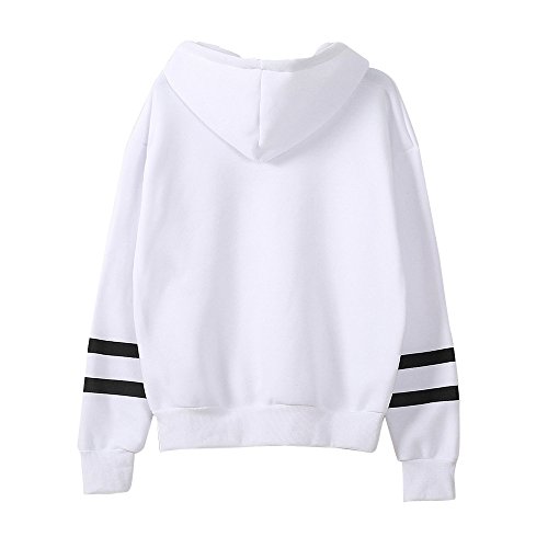 SHOBDW Sudadera Moda Mujer Suave Elegante Sexy Print Lindo o-Cuello Puro Otoño Invierno Sudadera con Capucha de Manga Larga(Blanco,M)