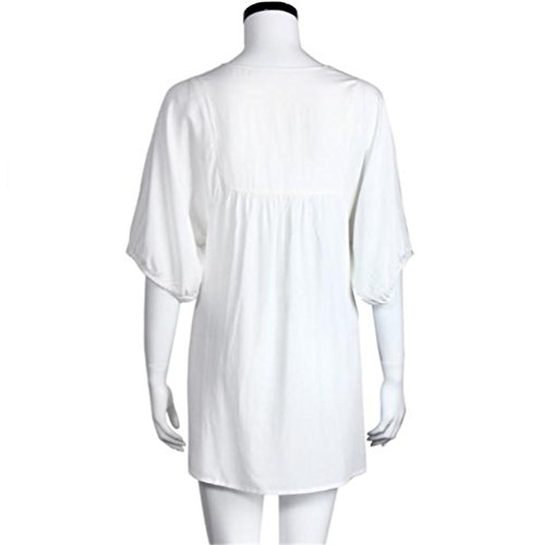 SHOBDW Vestido de Mujer Blusa Hippie Pessant de etnia Mexicana Bordada Gitana Mini Vestido (Blanco, M)