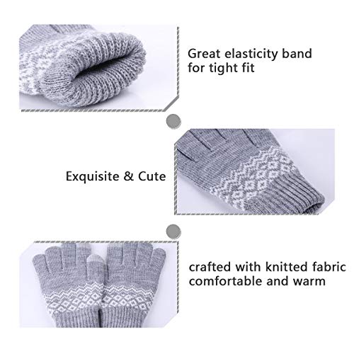 SHOLOV Guantes de invierño para Hombre, Mujer, Guatnes Tacticos Calientes de Pantalla Táctil, Guantes Termicos Para el Clima frío al Aire Libre, Guantes de Conducir Antiviento Regalo Ideal(Flor-Gris)