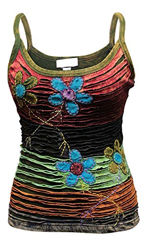 Shopoholic De Moda Para Dama Cortes De Navajas 100% Algodón Hippy Camiseta De Tirantes - Flores - Cortes, Extra Grande