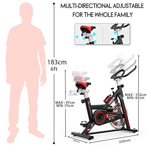 SHUOQI Bicicletas Estaticas Spinning, Bici Indoor, Volante De Inercia De 15 Kg, Adecuado Para Principiantes De Menos De 183 cm / 130 kg