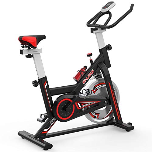 SHUOQI Bicicletas Estaticas Spinning, Bici Indoor, Volante De Inercia De 15 Kg, Adecuado Para Principiantes De Menos De 183 cm / 130 kg