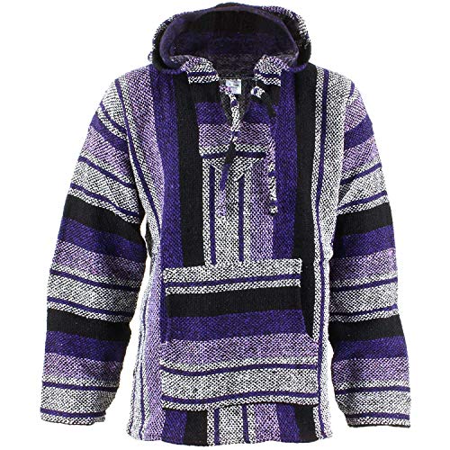 Siesta Mexicano Baja Jerga con Capucha Hippie Jersey - Lavanda - algodón, Lavanda, 50% algodón 50% de acrílico Washing, Mujer, X-Large