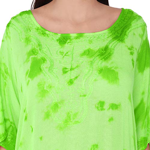 SKAVIJ Caftan Playa Mujer Talla Grande Vestidos Mujer Verano Largo Verde Lima Talla Única