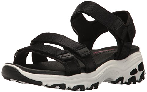 Skechers D'LITES Fresh Catch, Sandalia Mujer, Black, 36 2/3 EU