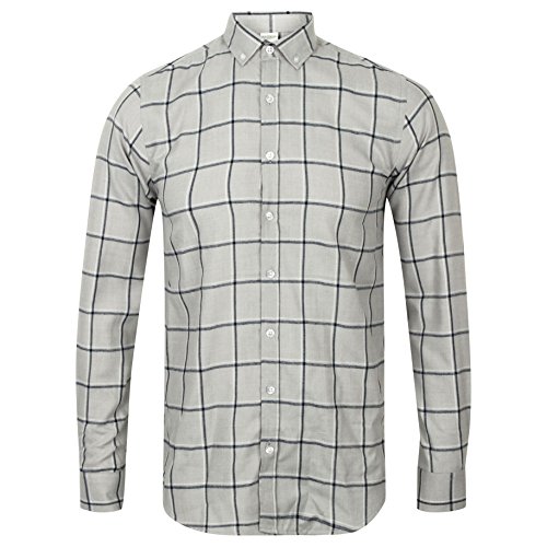 Skinni Fit - Camisa de Manga Larga a Cuadros Para Hombre (M/Granate)