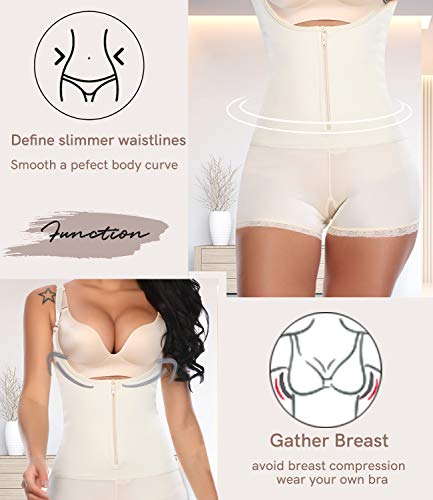 SLIMBELLE Bodies Moldeadores Faja de Mujer Body Reductor Adelgazante Shaper Ajustable Shapewear-Beige-S