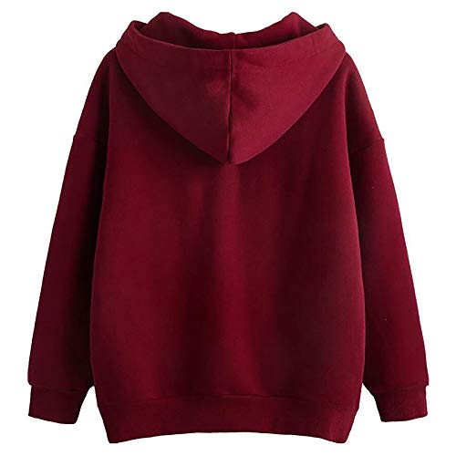 SmallYin Sudaderas con Capucha para Damas, Sudaderas con Capucha De Manga Larga con Estampado Informal, Ropa Deportiva,Sudadera De Manga Larga para Mujer (Negro/Rosa/Rojo, Etc.)