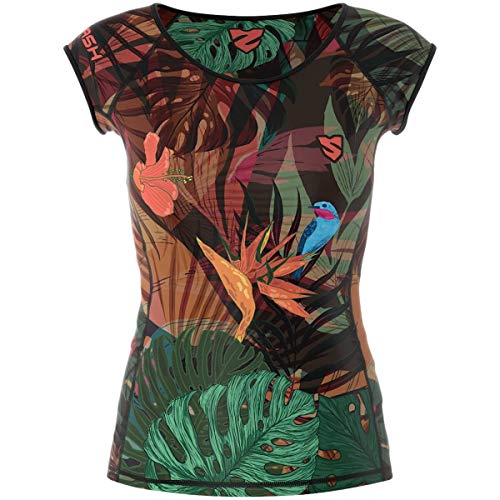 SMMASH Jungle Fever Camiseta Deporte de Manga Corta para Mujer, Ropa Deportiva Mujer para Fitness, Yoga, Formación, Crossfit, Material Transpirable y Antibacteriano, (L)