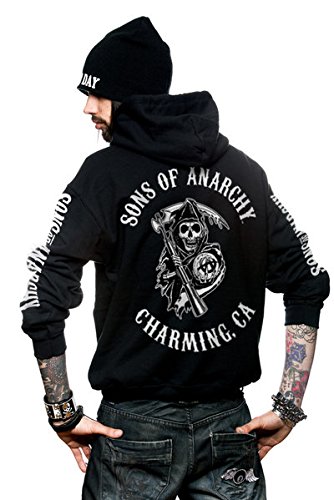 SOA Full CA Backprint Zip Hood (Black), XX-Large