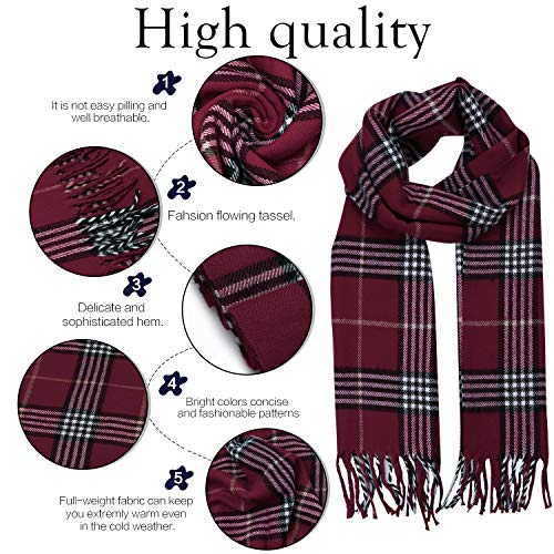 SOJOS Bufanda Clásica Tela Escocesa Cuadro Unisex Mujer Hombre Caliente Manta Suave Tartan Cashmere SC310 Rojo