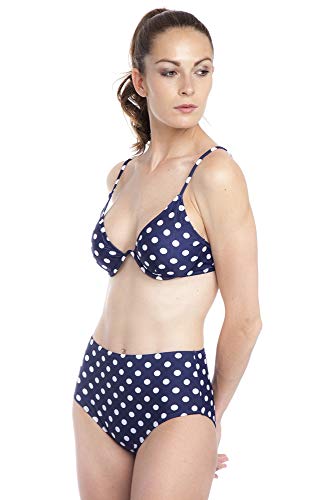 SOL Y PLAYA - Conjunto Bikini triangulo diseño Rayas Lunares o Topos y Estampado Leopardo Braga Alta Moderno para Mujer Chica señora Verano Piscina (40 - M, Lunares)