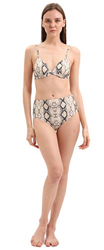 SOL Y PLAYA - Conjunto Bikini triangulo Push up diseño Rayas Multicolor o Serpiente Braga Alta Moderno para Mujer Chica señora Piscina Verano (44 - XL, Serpiente)