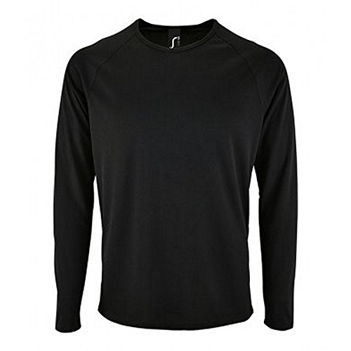 SOLS Camiseta de Manga Larga Modelo Performance Para Hombre (XL/Negro)