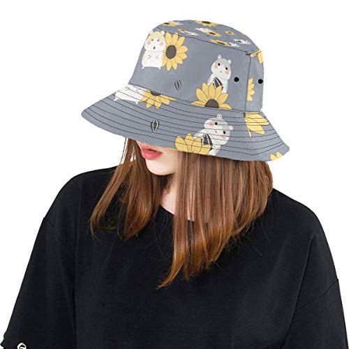 Sombrero al Aire Libre para Mujeres Mascotas hambrientas de hámsteres de Felpa Verano Unisex Pesca Sun Top Sombreros de Cubo para Adolescentes Mujeres Gorra de Pescador Deporte al Aire Libre