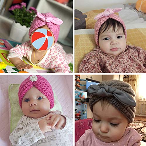 Sombrero de bebé de Invierno de Punto para niñas Color Caramelo Enfant Baby Beanie Turbante Sombreros Gorra de bebé recién Nacido para niños Accesorios -Black with Pearls