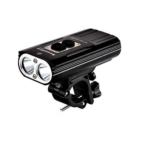 soonfire FD38S - Faro para bicicleta recargable por USB, dos LED Cree XM-L2 de 1870 lúmenes, resistente al agua, muy brillante, fácil de montar y desmontar